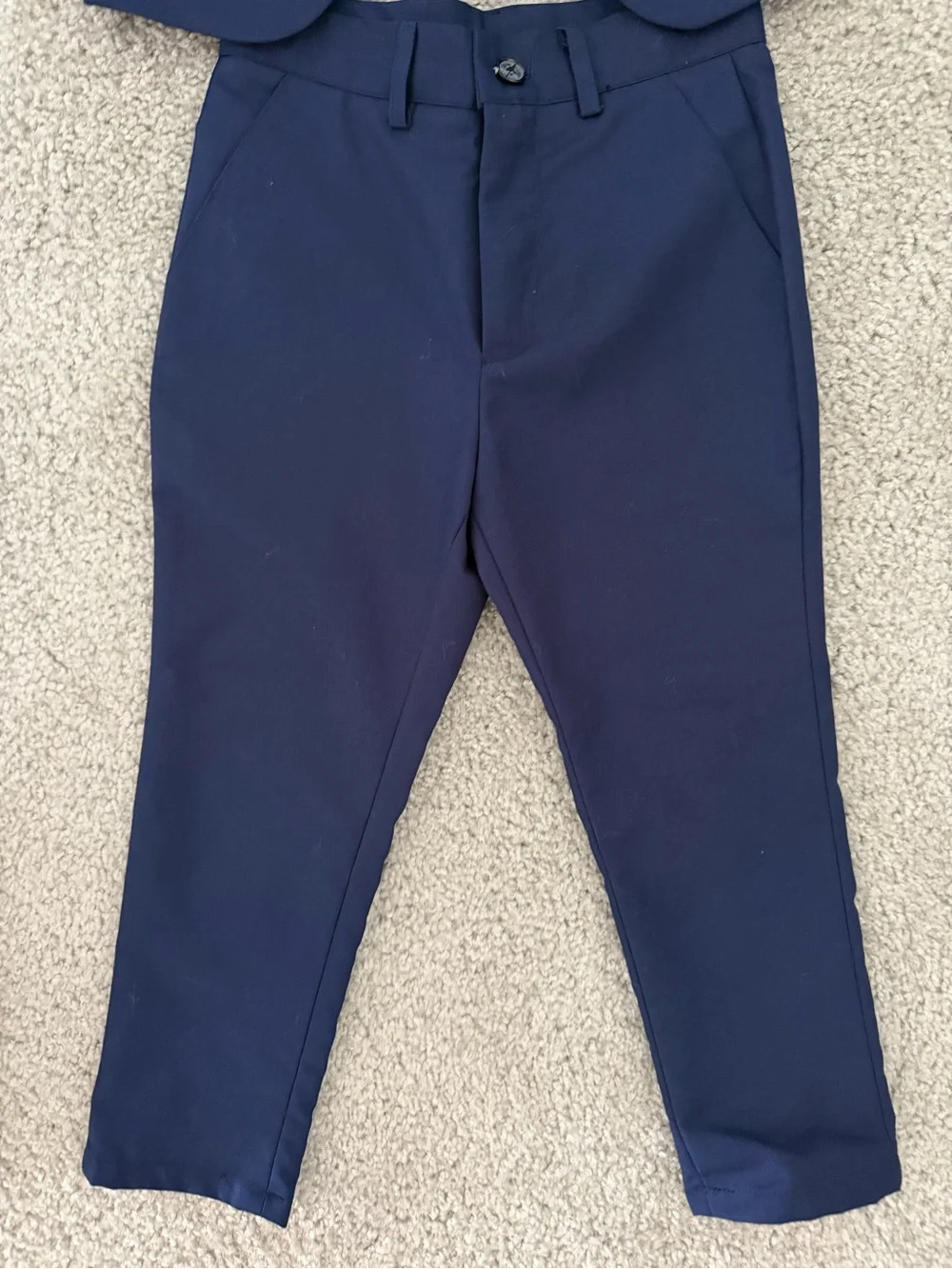 Boys Navy 3-Piece Dress Suit Set with Red Lining